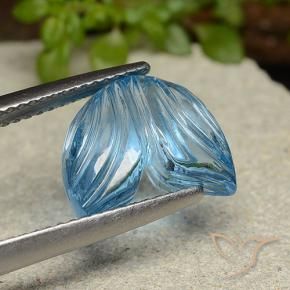 Topázio Azul Suíço Natural 5.91ct, Flor cortada, Transparente