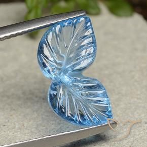 Topázio Azul Suíço Natural 5.60ct, Flor cortada, Transparente
