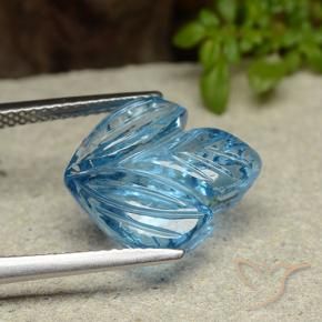 Topázio Azul Suíço Natural 7.93ct, Flor cortada, Transparente