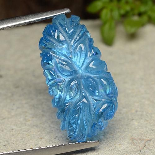 11.53ct Natural Azul Suíço Topázio, Flor cortada, Transparente