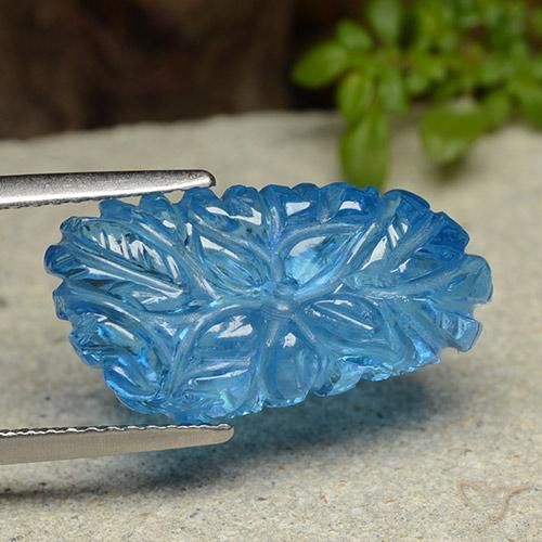 Topázio Azul Suíço Natural 11.53ct, Flor cortada, Transparente