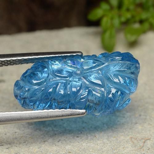 Topázio Azul Suíço Natural 11.53ct, Flor cortada, Transparente