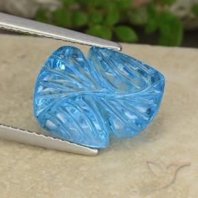 Topázio Azul Suíço Natural 7.38ct, Flor cortada, Transparente