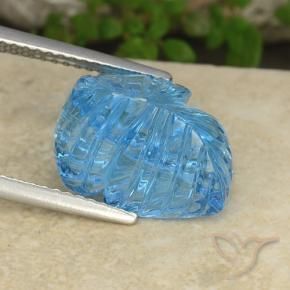 Topázio Azul Suíço Natural 7.38ct, Flor cortada, Transparente