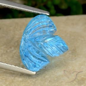 Topázio Azul Suíço Natural 5.65ct, Flor cortada, Transparente