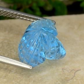 Topázio Azul Suíço Natural 5.65ct, Flor cortada, Transparente