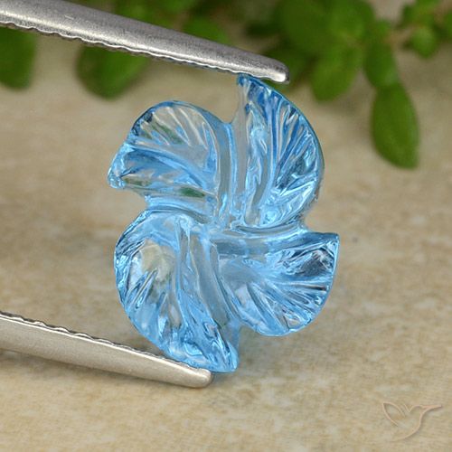 4.11ct Natural Azul Suíço Topázio, Flor cortada, Transparente