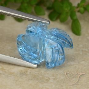 Topázio Azul Suíço Natural 4.11ct, Flor cortada, Transparente