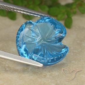 Topázio Azul Suíço Natural 9.51ct, Flor cortada, Transparente