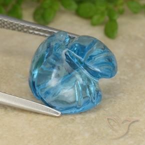 Topázio Azul Suíço Natural 9.51ct, Flor cortada, Transparente