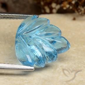 Topázio Azul Suíço Natural 7.81ct, Flor cortada, Transparente