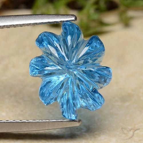 7.62ct Natural Azul Suíço Topázio, Flor cortada, Transparente