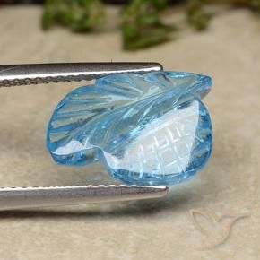 Topázio Azul Suíço Natural 5.13ct, Flor cortada, Transparente