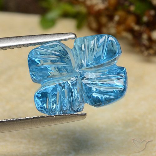 5.81ct Natural Azul Suíço Topázio, Flor cortada, Transparente