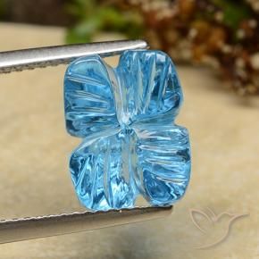 Topázio Azul Suíço Natural 5.81ct, Flor cortada, Transparente