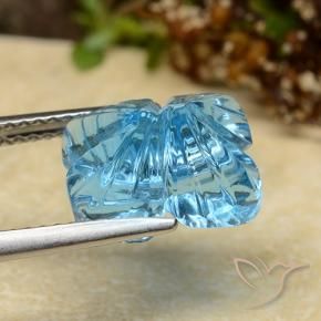 Topázio Azul Suíço Natural 5.81ct, Flor cortada, Transparente