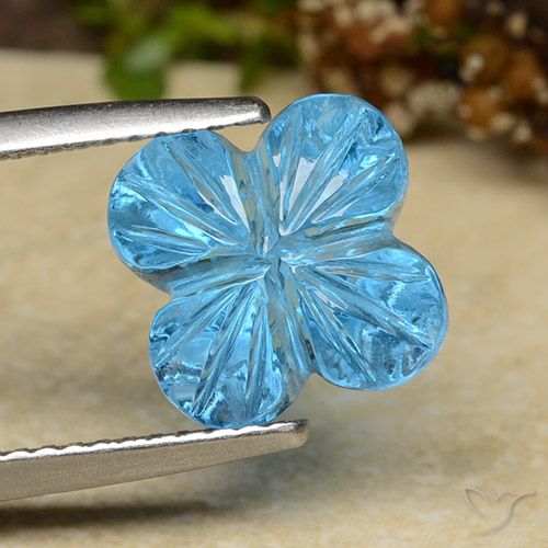 6.04ct Natural Azul Suíço Topázio, Flor cortada, Transparente