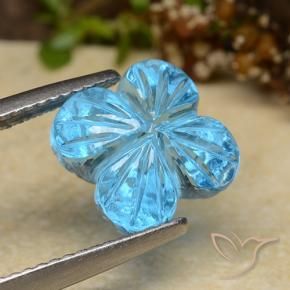 Topázio Azul Suíço Natural 6.04ct, Flor cortada, Transparente