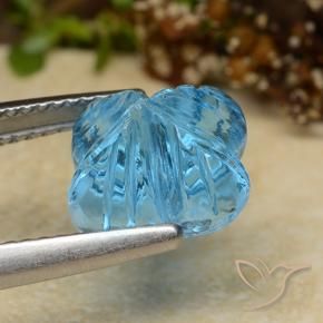 Topázio Azul Suíço Natural 6.04ct, Flor cortada, Transparente