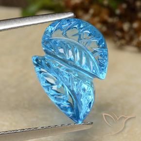 Topázio Azul Suíço Natural 5.81ct, Flor cortada, Transparente