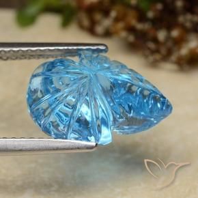 Topázio Azul Suíço Natural 5.81ct, Flor cortada, Transparente