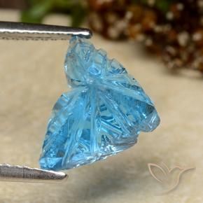 Topázio Azul Suíço Natural 4.41ct, Flor cortada, Transparente
