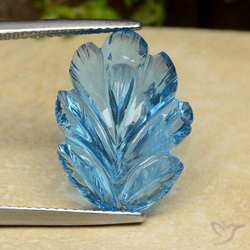 15.17ct Natural Azul Suíço Topázio, Flor cortada, Transparente