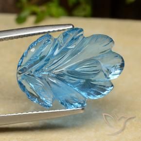 Topázio Azul Suíço Natural 15.17ct, Flor cortada, Transparente