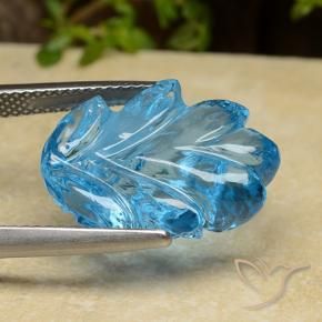 Topázio Azul Suíço Natural 15.17ct, Flor cortada, Transparente