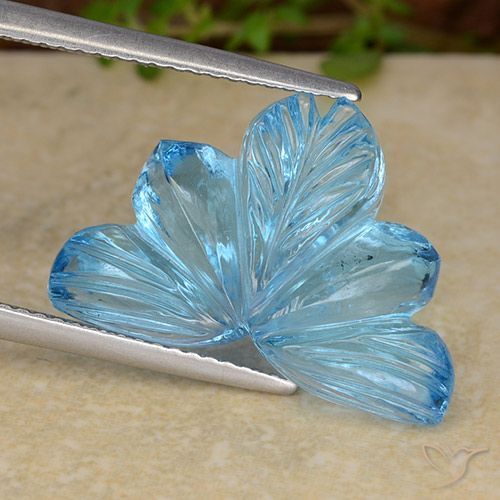 12.06ct Natural Azul Suíço Topázio, Flor cortada, Transparente