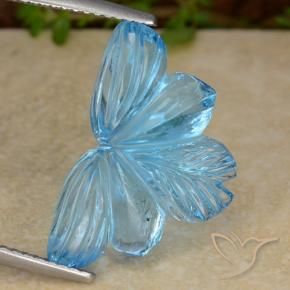 Topázio Azul Suíço Natural 12.06ct, Flor cortada, Transparente