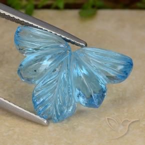 Topázio Azul Suíço Natural 12.06ct, Flor cortada, Transparente