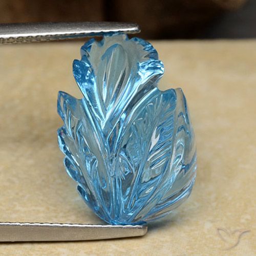 13.62ct Natural Azul Suíço Topázio, Flor cortada, Transparente