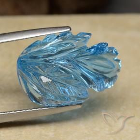 Topázio Azul Suíço Natural 13.62ct, Flor cortada, Transparente