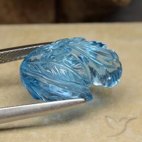 Topázio Azul Suíço Natural 13.62ct, Flor cortada, Transparente