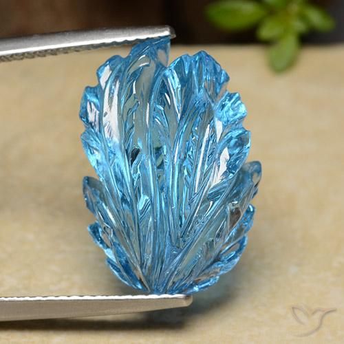 Topázio azul natural 17,03ct, forma extravagante, transparente