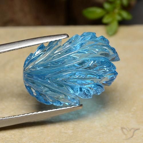 Topázio azul natural 17,03ct, forma extravagante, transparente