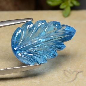 Topázio Azul Suíço Natural 13.36ct, Flor cortada, Transparente