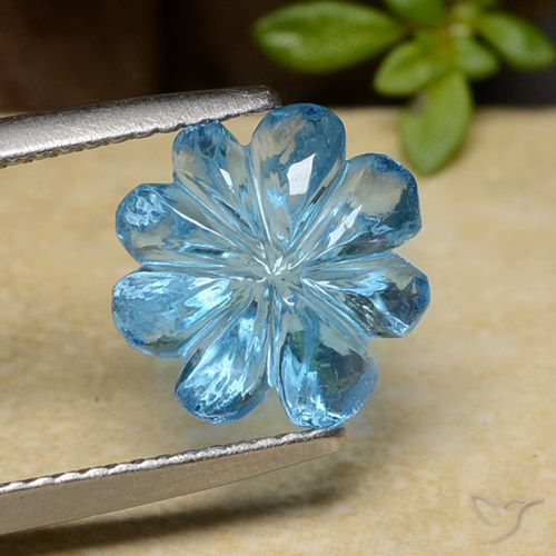 4.08ct Natural Azul Suíço Topázio, Flor cortada, Transparente