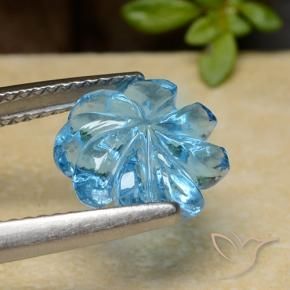 Topázio Azul Suíço Natural 4.08ct, Flor cortada, Transparente