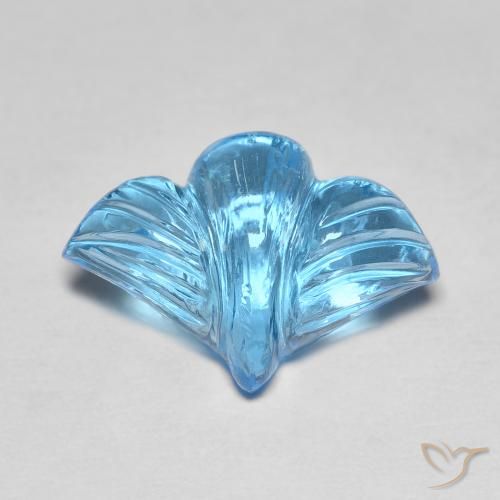Topázio Azul Suíço Natural 7.30ct, Flor cortada, Transparente