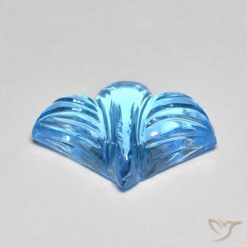 Topázio Azul Suíço Natural 7.30ct, Flor cortada, Transparente