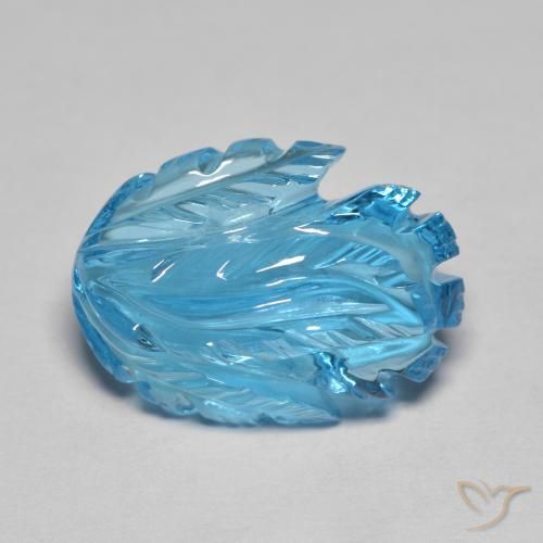 Topázio Azul Suíço Natural 13.53ct, Flor cortada, Transparente