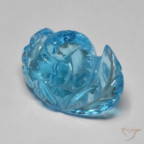 Topázio Azul Suíço Natural 12.78ct, Flor cortada, Transparente