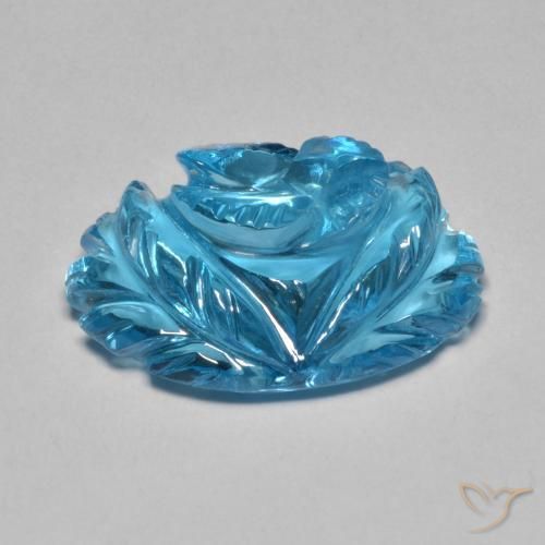 Topázio Azul Suíço Natural 12.78ct, Flor cortada, Transparente