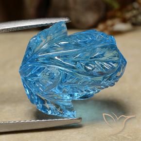 Topázio Azul Suíço Natural 19.85ct, Flor cortada, Transparente