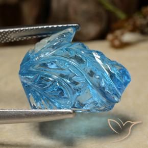 Topázio Azul Suíço Natural 19.85ct, Flor cortada, Transparente