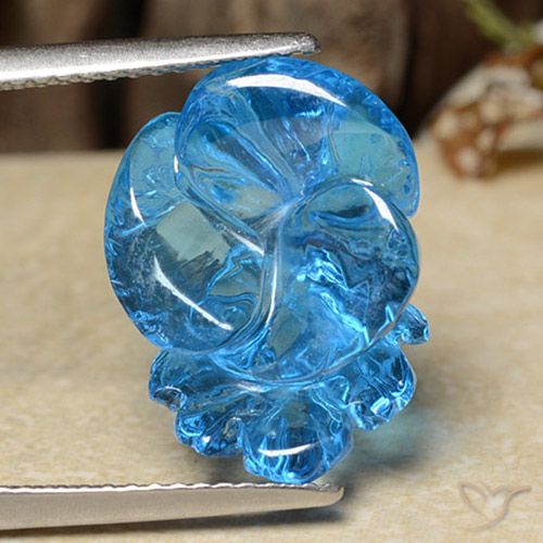12.28ct Natural Azul Suíço Topázio, Flor cortada, Transparente