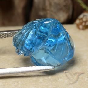 Topázio Azul Suíço Natural 12.28ct, Flor cortada, Transparente