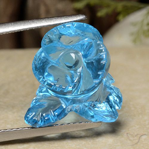 12.63ct Natural Azul Suíço Topázio, Flor cortada, Transparente